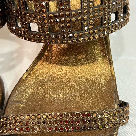 Pelle Moda Kristy metallic cooper color leather rhinestone slide heels size 6 M - Picture 4 of 13